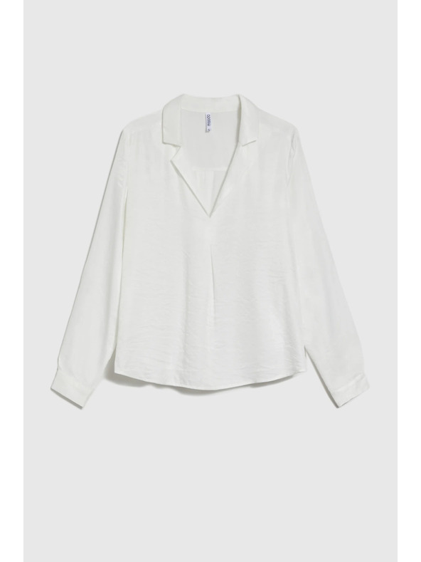 Moodo Hladká košeľa z viskózy biela Moodo