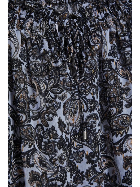 Moodo Modrá košeľa Moodo so zaväzovaním výstrihu