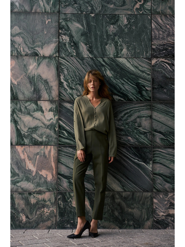 Moodo Viskózová košeľa olivová Moodo