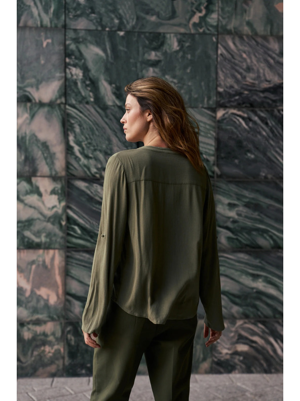Moodo Viskózová košeľa olivová Moodo