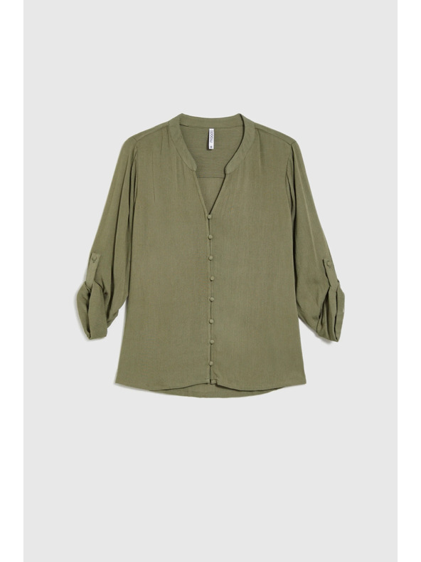 Moodo Viskózová košeľa olivová Moodo