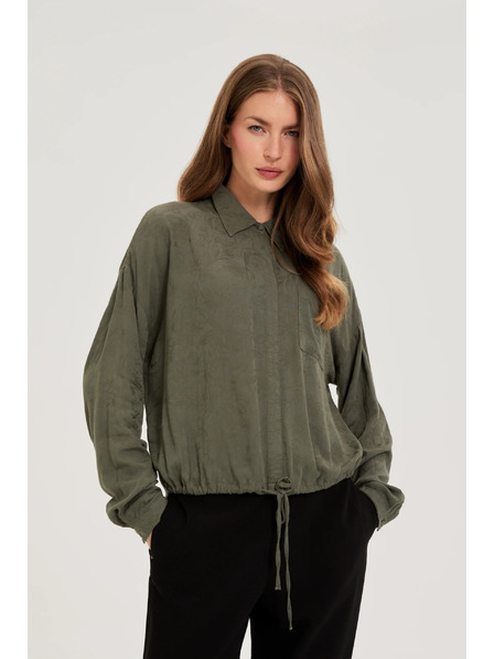 Moodo Olivová viskózová košeľa Moodo