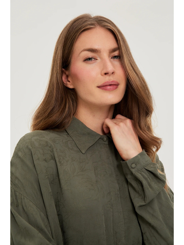 Moodo Olivová viskózová košeľa Moodo