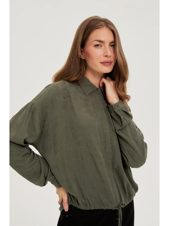Moodo Olivová viskózová košeľa Moodo