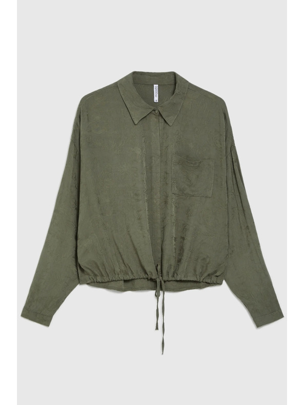 Moodo Olivová viskózová košeľa Moodo