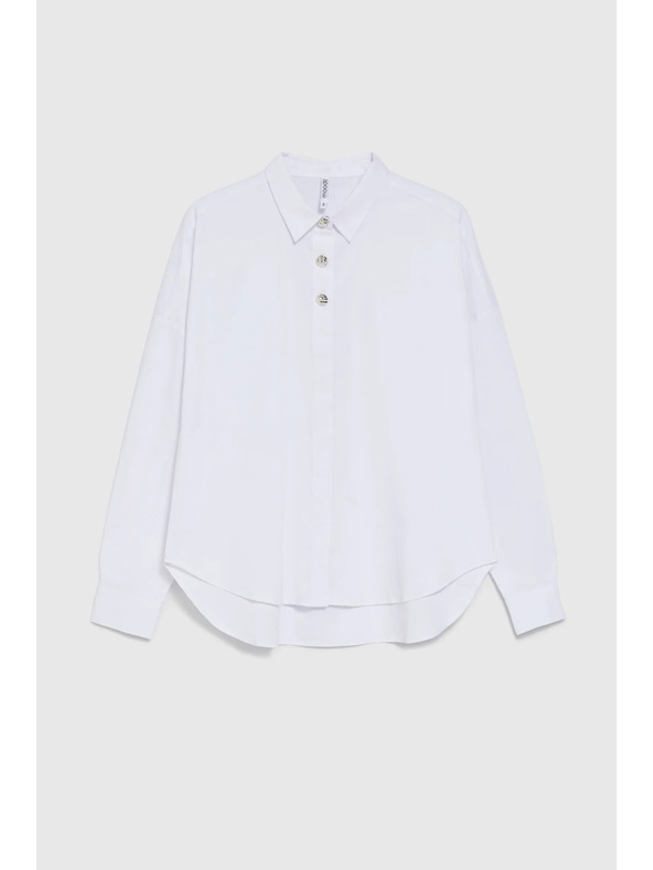 Moodo Biela košeľa so zdobnými gombíkmi Moodo