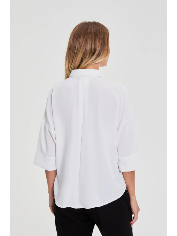 Moodo Biela košeľa s krátkymi rukávmi Moodo