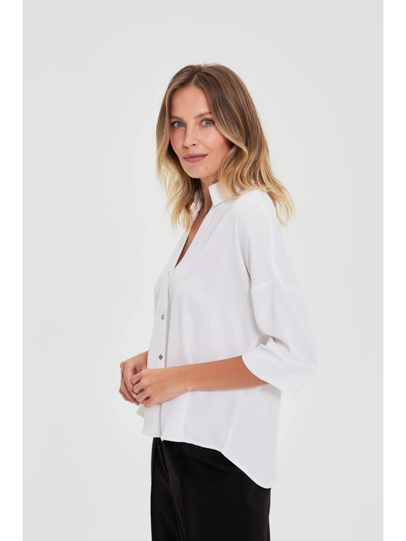 Moodo Biela košeľa s krátkymi rukávmi Moodo