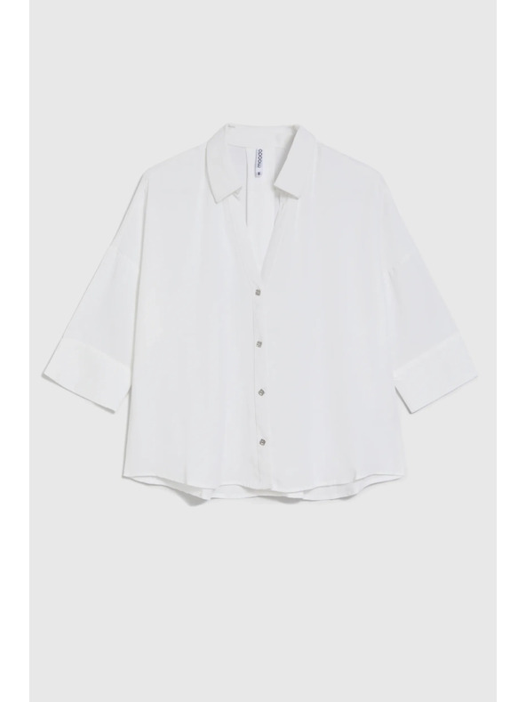 Moodo Biela košeľa s krátkymi rukávmi Moodo