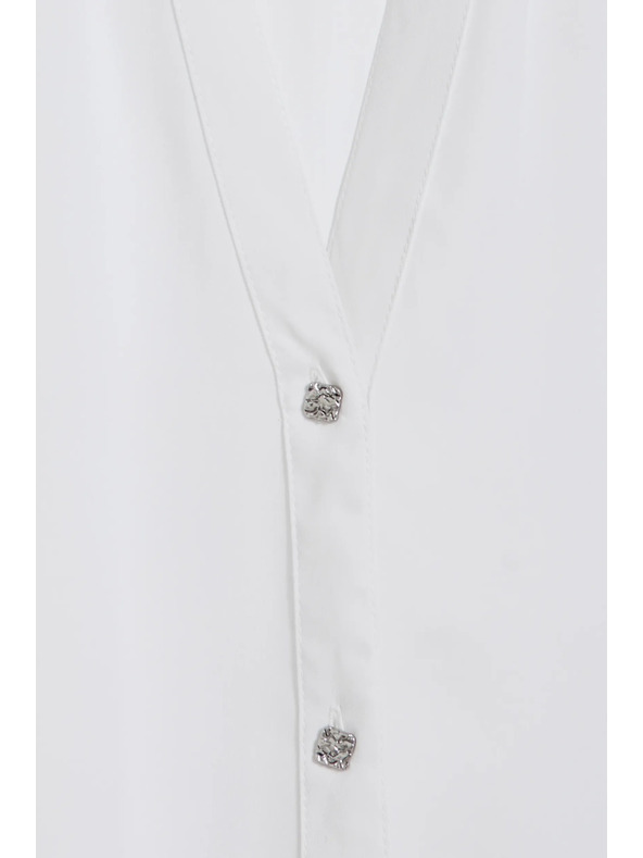 Moodo Biela košeľa s krátkymi rukávmi Moodo