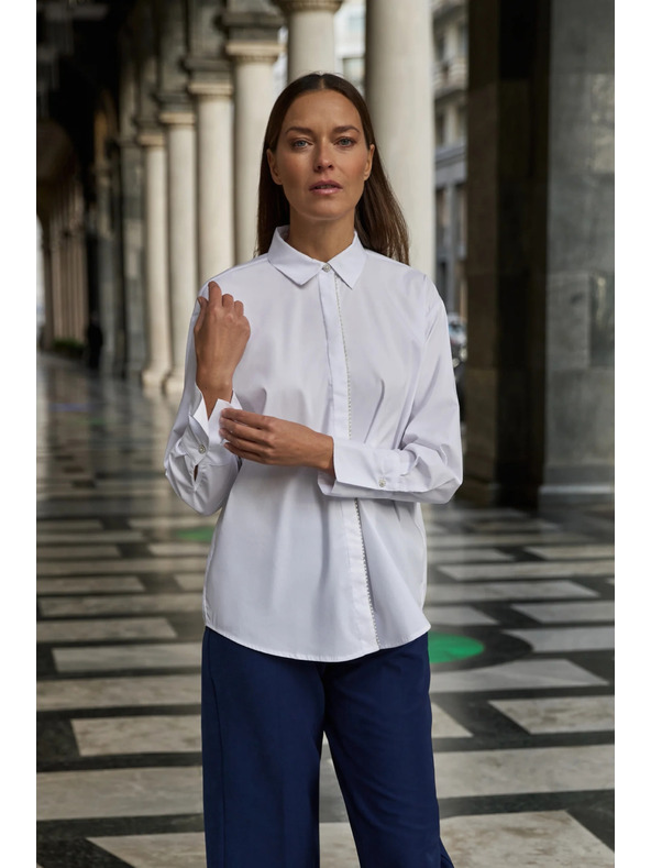 Moodo Biela košeľa zdobená korálkami Moodo