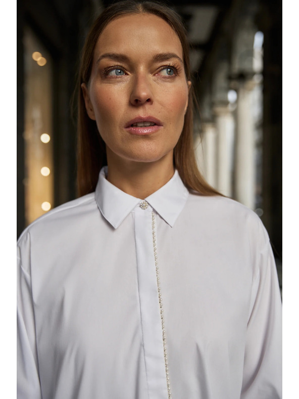 Moodo Biela košeľa zdobená korálkami Moodo