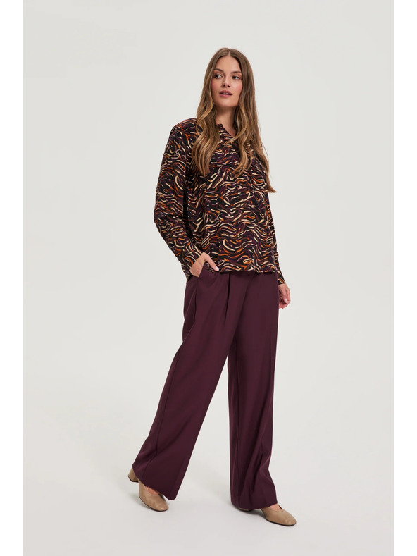 Moodo Hnedá viskózová košeľa Moodo