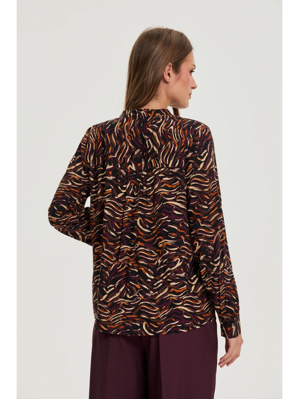 Moodo Hnedá viskózová košeľa Moodo