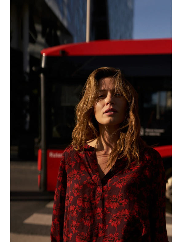 Moodo Bordová kvetinová košeľa Moodo