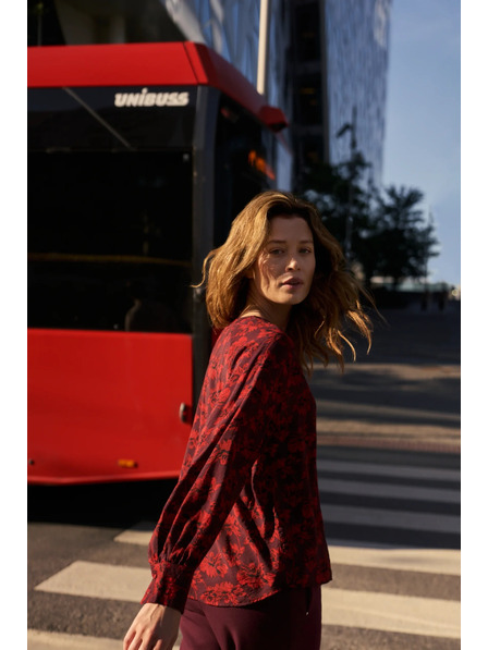 Moodo Bordová kvetinová košeľa Moodo