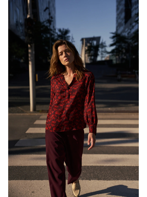 Moodo Bordová kvetinová košeľa Moodo