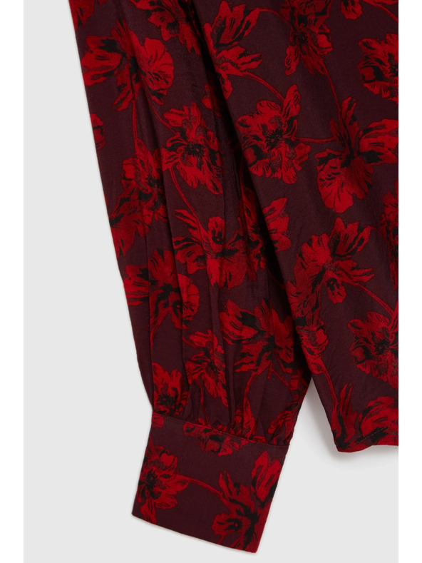 Moodo Bordová kvetinová košeľa Moodo