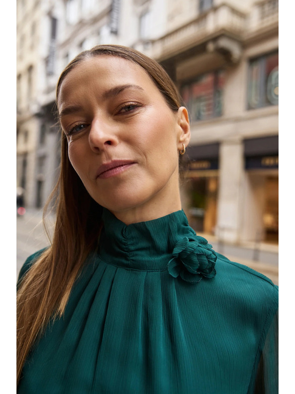 Moodo Zelená košeľa s kvetom Moodo