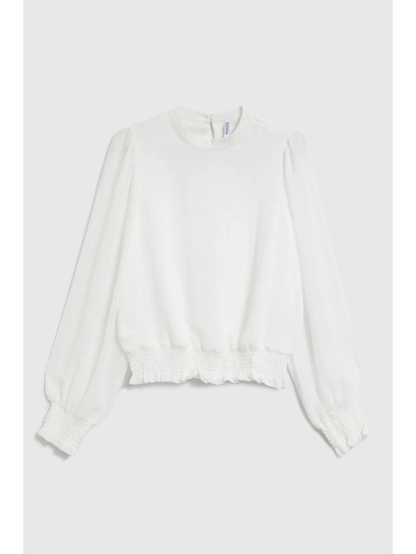 Moodo Biela košeľa so zberanými rukávmi Moodo