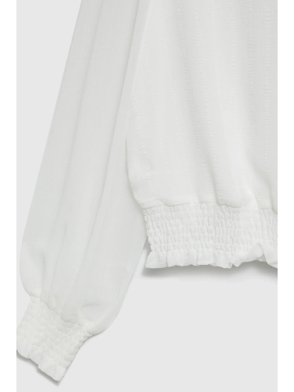 Moodo Biela košeľa so zberanými rukávmi Moodo