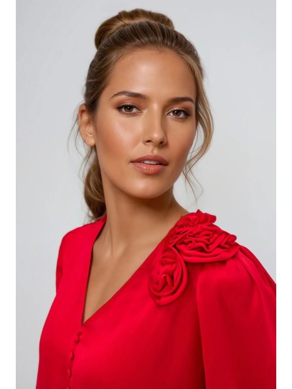 Moodo Červená blúzka s ružami Moodo