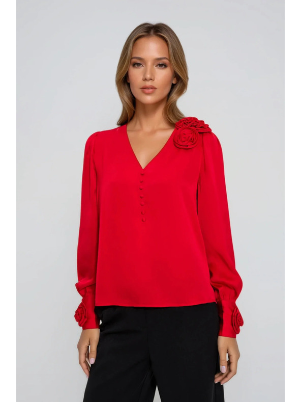 Moodo Červená blúzka s ružami Moodo