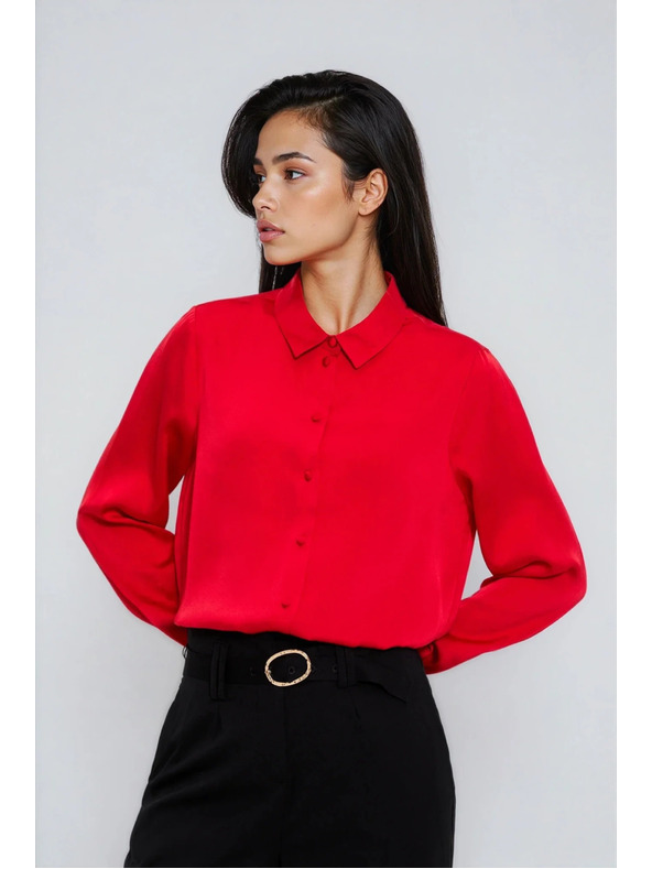 Moodo Hladká červená košeľa Moodo