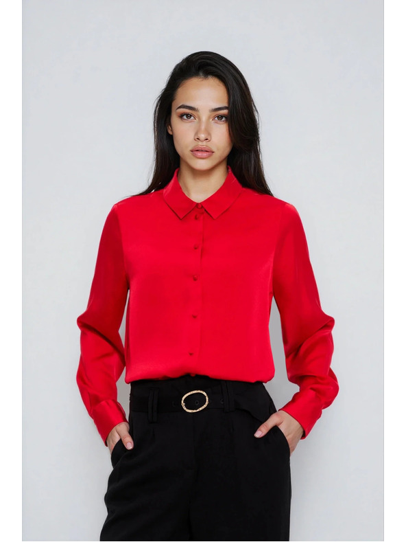 Moodo Hladká červená košeľa Moodo