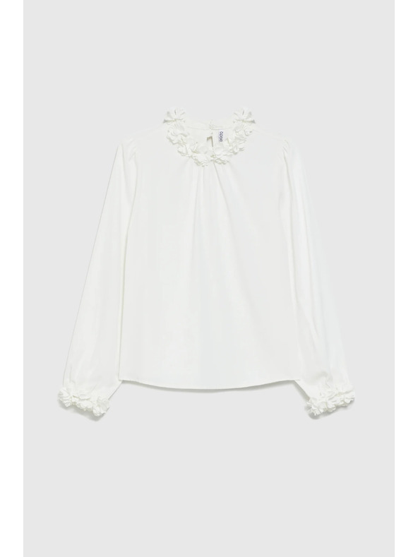 Moodo Biela košeľa so zdobným výstrihom Moodo