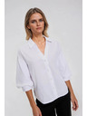Moodo Biela košeľa so zberanými rukávmi Moodo