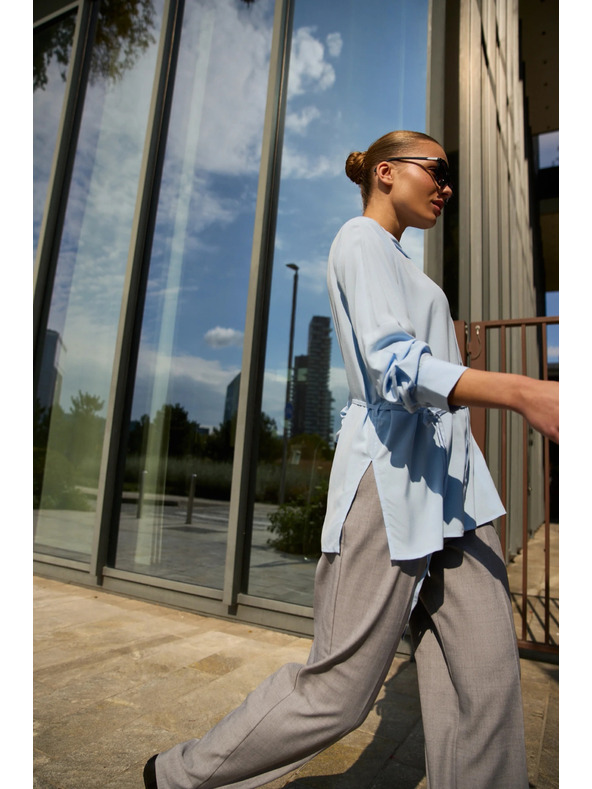 Moodo Svetlomodrá blúzka so zaväzovaním Moodo