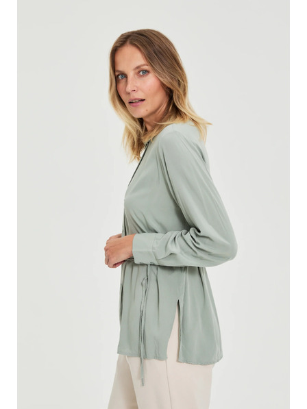 Moodo Olivová košeľa Moodo so zaväzovaním