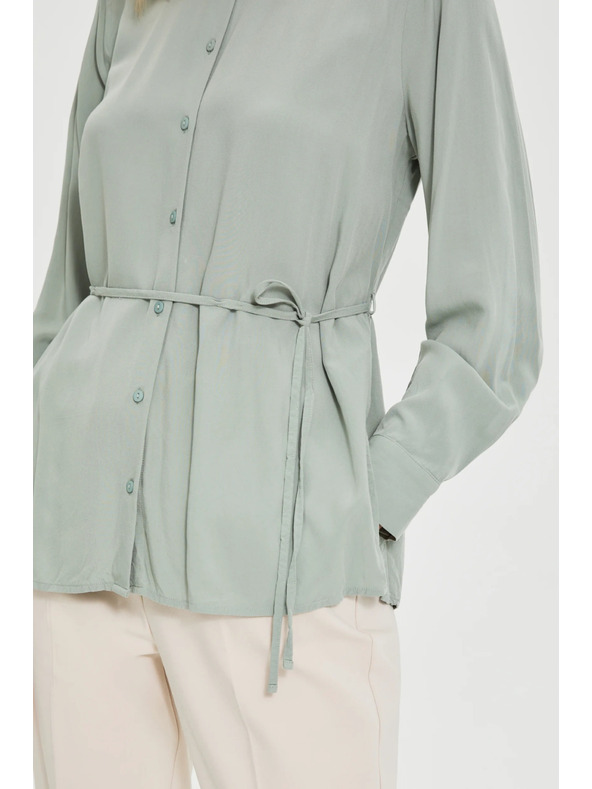 Moodo Olivová košeľa Moodo so zaväzovaním