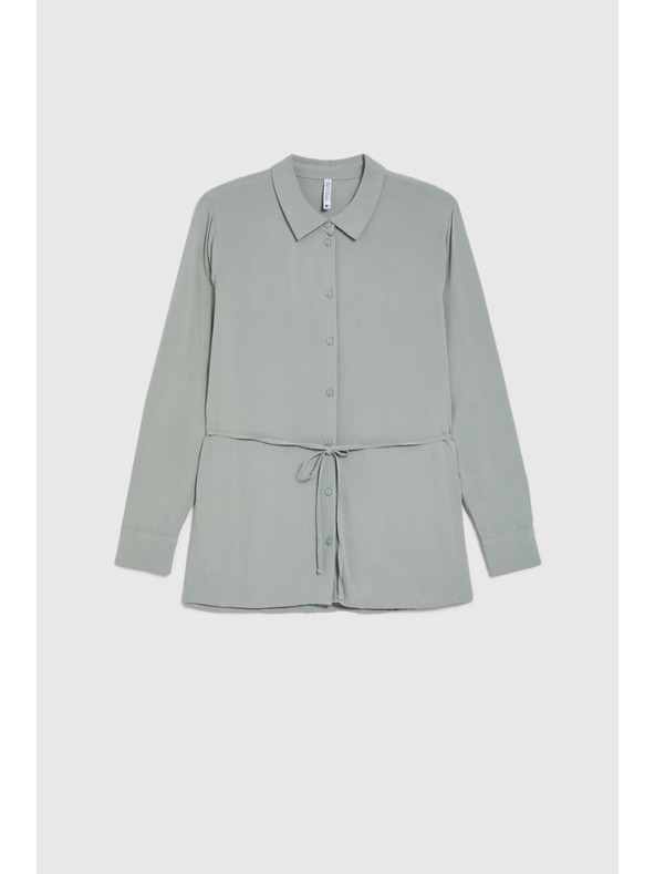 Moodo Olivová košeľa Moodo so zaväzovaním