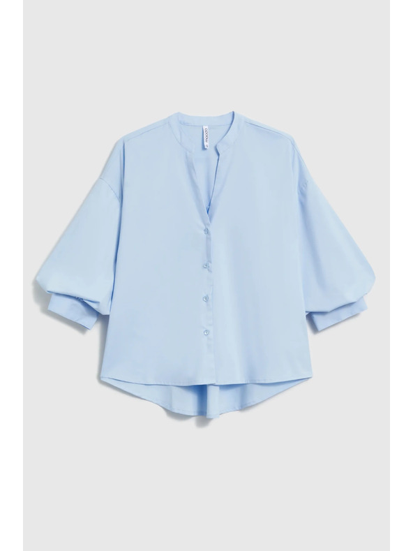 Moodo Svetlomodrá košeľa so zberanými rukávmi Moodo