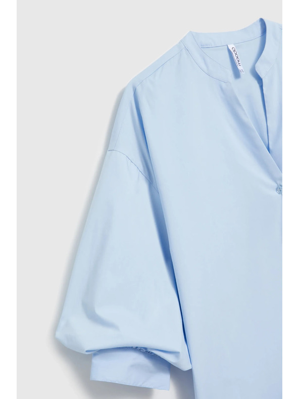 Moodo Svetlomodrá košeľa so zberanými rukávmi Moodo