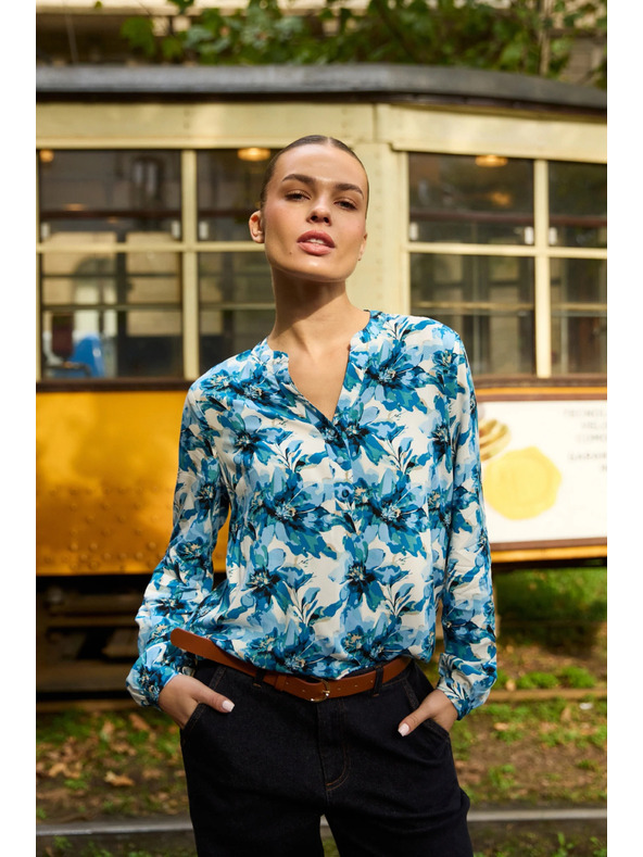 Moodo Vzorovaná košeľa modrá Moodo