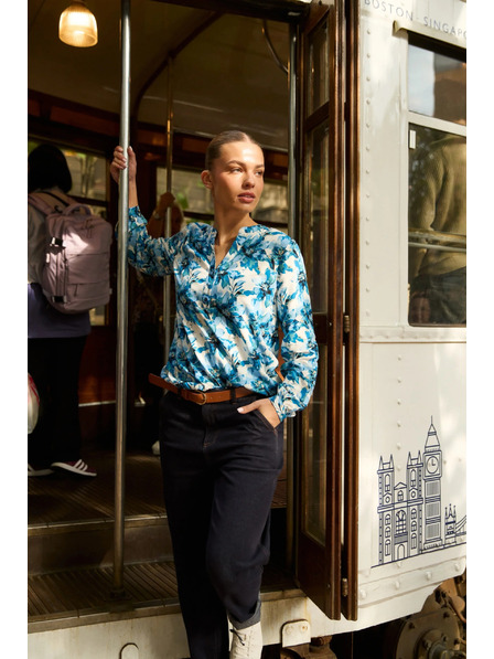 Moodo Vzorovaná košeľa modrá Moodo