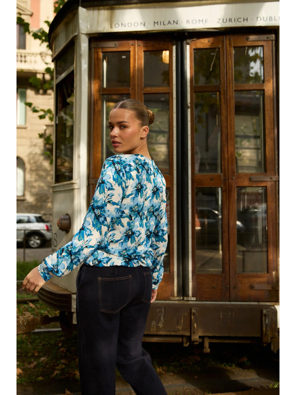 Moodo Vzorovaná košeľa modrá Moodo