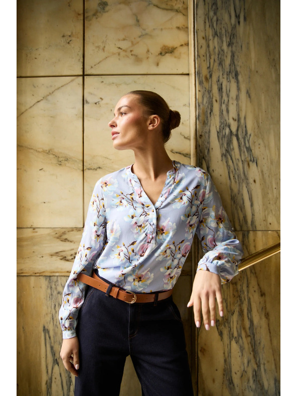 Moodo Svetlomodrá viskózová košeľa Moodo