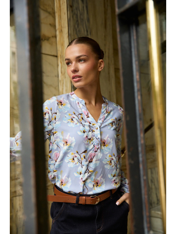 Moodo Svetlomodrá viskózová košeľa Moodo