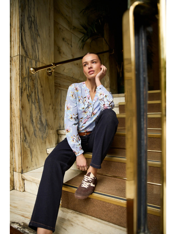 Moodo Svetlomodrá viskózová košeľa Moodo