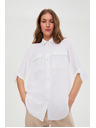 Moodo Biela blúzka s vyhrnutými rukávmi Moodo