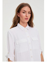 Moodo Biela blúzka s vyhrnutými rukávmi Moodo
