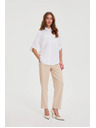 Moodo Biela blúzka s vyhrnutými rukávmi Moodo