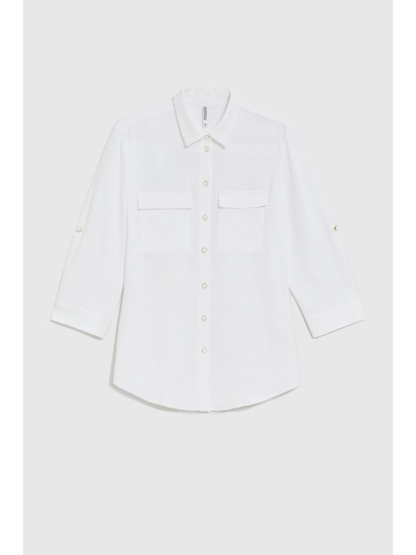 Moodo Biela blúzka s vyhrnutými rukávmi Moodo