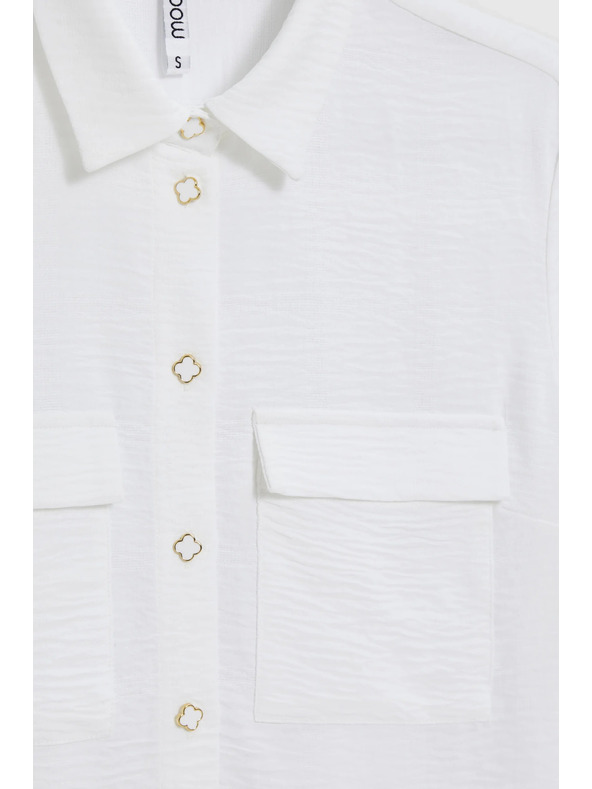 Moodo Biela blúzka s vyhrnutými rukávmi Moodo