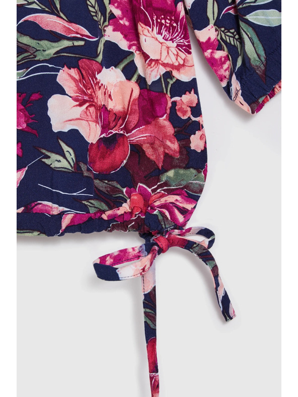 Moodo Tmavomodrá viskózová košeľa Moodo s kvetinovým vzorom