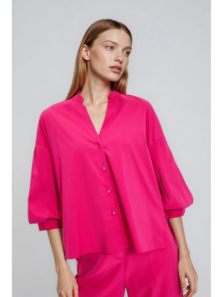 Moodo Fuchsiová košeľa s naberanými rukávmi Moodo